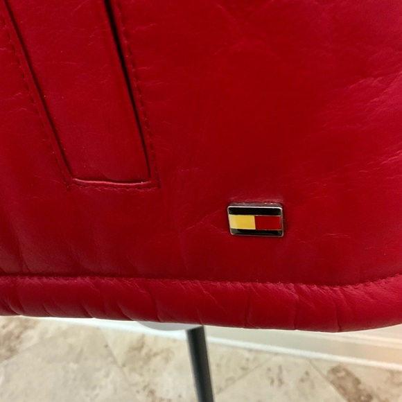 Tommy Hilfiger Red Leather Snap / Zip Vest Y2K  NWT $195 Size Large - Picture 4 of 9